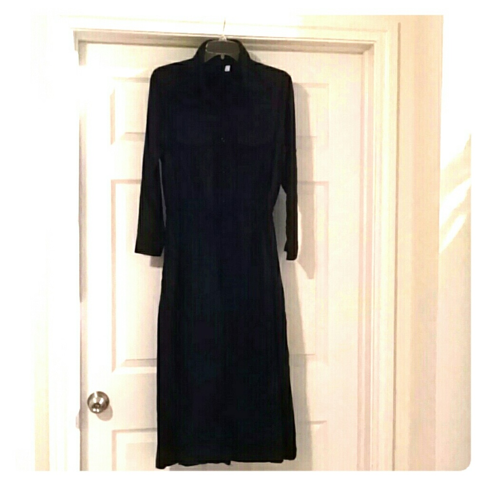 Black Dress Maxi Length Long to 3/4 Sleeve